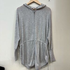 Loft Cinch Waist Soft-Spun HeatherGrey Hooded Sweater Size XL